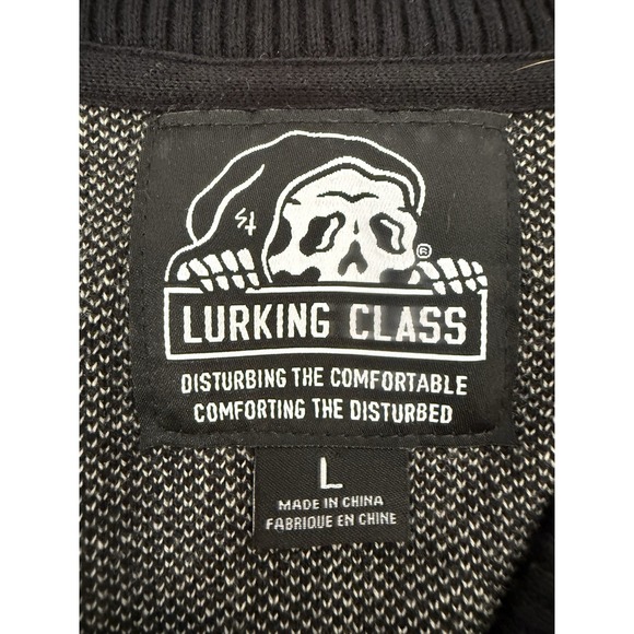 Lurking Class Butterfly Skull Design Black Cardigan Sweater Womens Size L - Picture 3 of 9